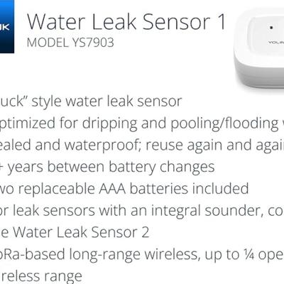 YoLink Water Leak Detector, 1/4 Mile World's Longest Range, Wireless Smart Water Leak Sensor, Alexa, IFTTT, Hub Required