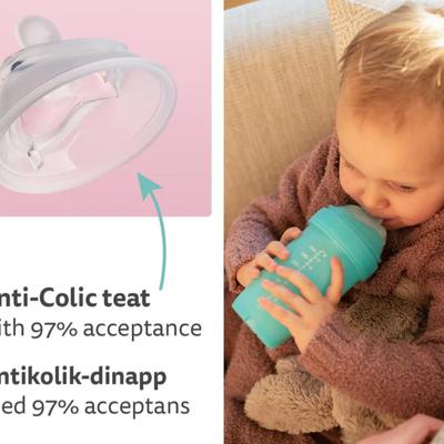 Herobility Double Anti-Colic Baby Bottle LT 240 ml/8.5 floz Gray