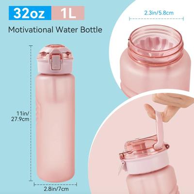 32oz Water Bottle, Leakproof Sports Water Bottle, BPA Free Plastic Water Bottle No Straw, Reusable Water Bottle with Handle, Fruit...