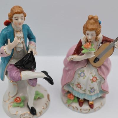 Musical Man and Woman Figurines, Made in Occupied Japan