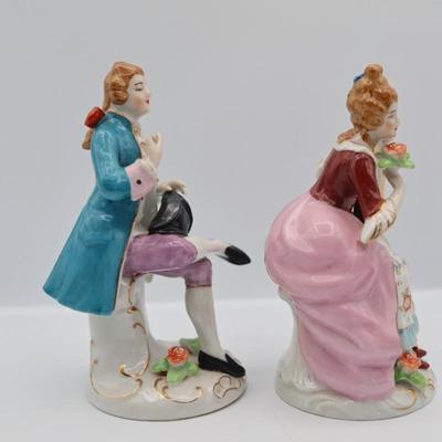 Musical Man and Woman Figurines, Made in Occupied Japan