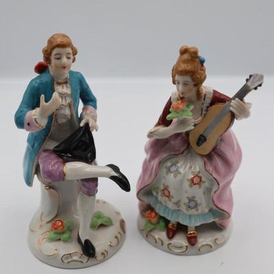 Musical Man and Woman Figurines, Made in Occupied Japan