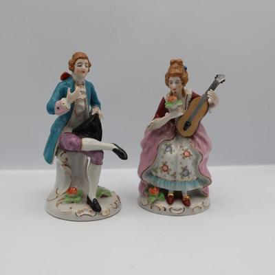 Musical Man and Woman Figurines, Made in Occupied Japan