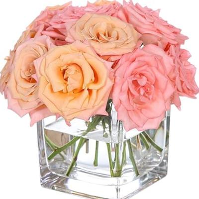 4-Pack Cube Glass Vase, Candle Holder, 5"x5"x5", Utility, Clear Elegant Floral Accent Container Planter Terrarium Storage...