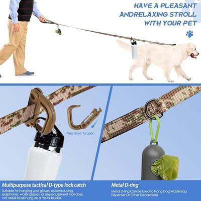 2ft Camo Camouflage Tactical Dog Leash with Rotating Frog Clip, Detachable Plastic Carabiner, and Durable Chew-Resistant Webbing for...