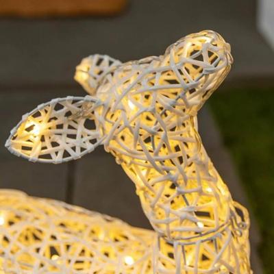 Balsam Hill Pair of Outdoor Lit Wintry Wonder Friends Deer Family Lawn Ornaments Christmas Holiday D