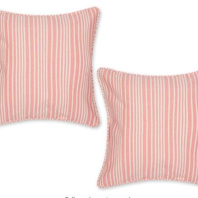 DII Throw Pillow Cover Collection, Recycled Cotton, Hidden Zipper, 18x18, Chambray Stripe, Coral, 2 Piece