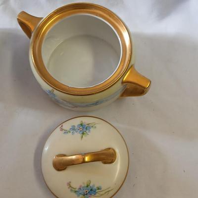 Antique JUL. H. BRAUER Hand painted China creamer & lidded sugar dish