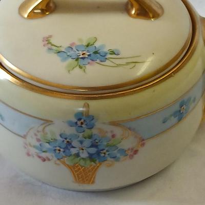 Antique JUL. H. BRAUER Hand painted China creamer & lidded sugar dish