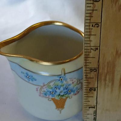 Antique JUL. H. BRAUER Hand painted China creamer & lidded sugar dish