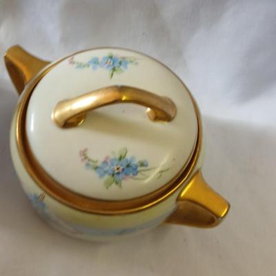 Antique JUL. H. BRAUER Hand painted China creamer & lidded sugar dish