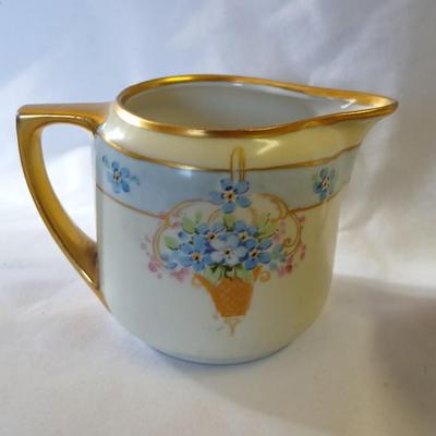 Antique JUL. H. BRAUER Hand painted China creamer & lidded sugar dish
