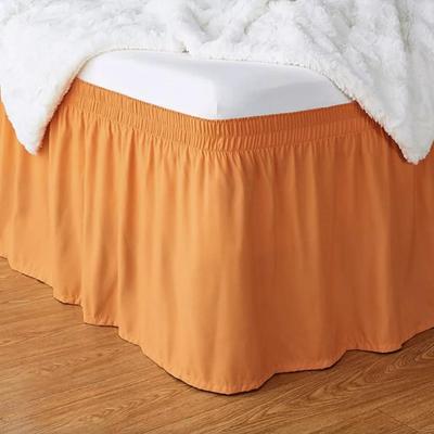 Size Twin/Twin XL Orange Lightweight Elegantly Styled Ruffled Bed Skirt, Three Sided