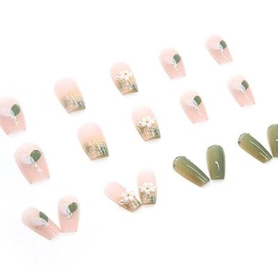 OO - 24Pcs Full Cover Reusable Coffin False Nails, Press on Nails Square Medium Length, Artificial Acrylic Fake Nails with 3D White...
