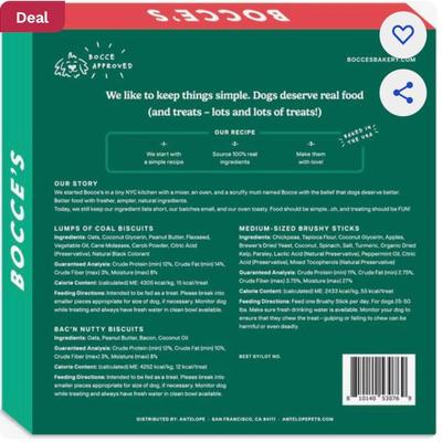 Bocce's Bakery 12-Day Advent Calendar 2024 Soft & Chewy Dog Treats, 2-oz bag