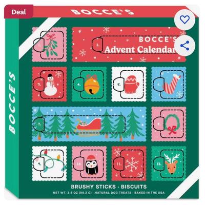 Bocce's Bakery 12-Day Advent Calendar 2024 Soft & Chewy Dog Treats, 2-oz bag