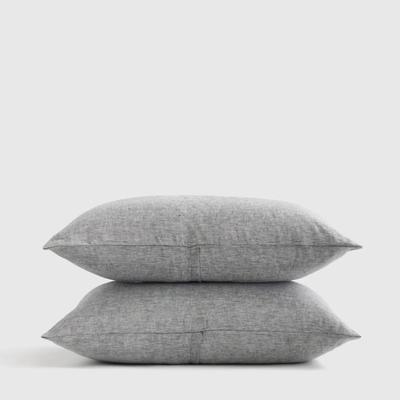 2-Pack Standard Quince European Linen Chambray Sham Set in Charcoal
