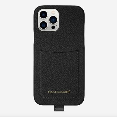 Maison de Sabre The Sling Phone Case in Black Caviar in Premium Full Grain European Leather