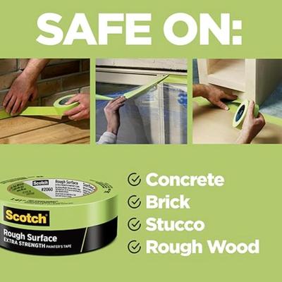 Scotch Rough Surface Extra Strength Painter's Tape, Green, Tape Protects Surfaces and Removes Easily, Rough Surface Painting Tape...