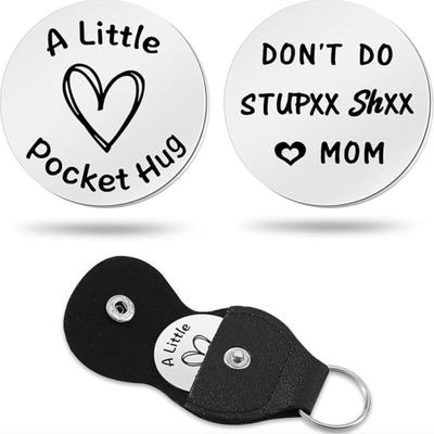 "A Little Pocket Hug - Don't Do Stupxx Shxx Love, Mom" - Teen Boy Gifts, Pocket Hug Token Gift Keychain for Son Daughter,...