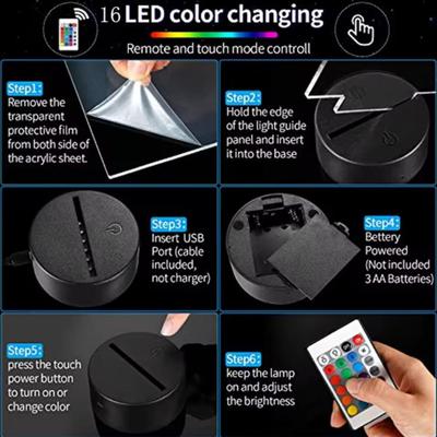 Lilo & Angel 3D Illusion Night Light with Remote Control & Smart Touch - Room Decor Lamp Birthday Valentine's Day Gifts