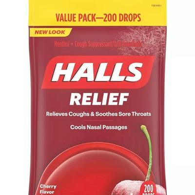 Halls Triple Soothing Action, Cherry, 200 Drops