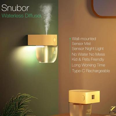 Snubor Wall Mounted Waterless Diffuser with Fragrance Liquid Set - Smart Sensor Aromatherapy Spray Dispenser with Night Light - 3 Mist...