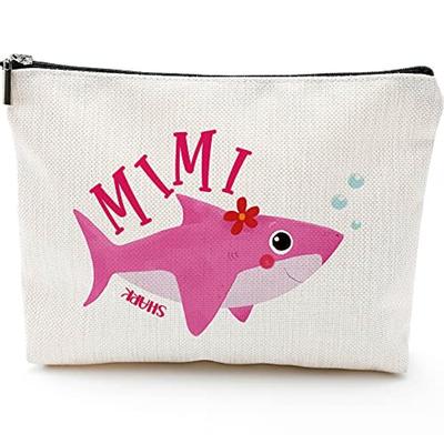 GIGI Shark Waterproof Linen Blend Makeup Bag Gifts for Grandma Birthday Gifts for Nana Grandparent Gifts