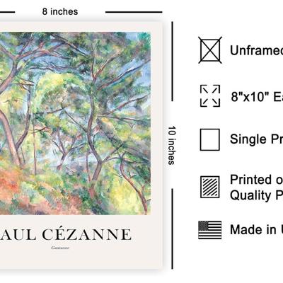 (RFN) Poster Master Vintage Paul Cezanne Poster - Retro Sous Bois Print - Impressionism Art - Forest Art - Abstract Art - Gift for Men...