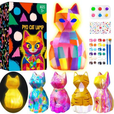 DIY Paint Your Own Cat Lamp Craft Kit, DIY 3D Warm Light Cat Lamp, Arts and Crafts for Kids Ages 8-12, Birthday Gifts Painting Gifts for...