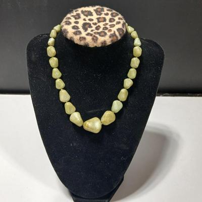 Vintage Necklace, Hand Knotted Scottish Style Faux Connemara Marble Glass Bead Adjustable length 1950's / 60's