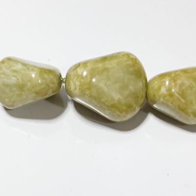 Vintage Necklace, Hand Knotted Scottish Style Faux Connemara Marble Glass Bead Adjustable length 1950's / 60's