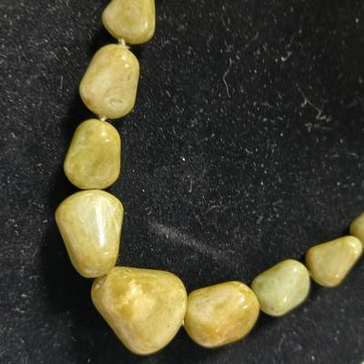 Vintage Necklace, Hand Knotted Scottish Style Faux Connemara Marble Glass Bead Adjustable length 1950's / 60's