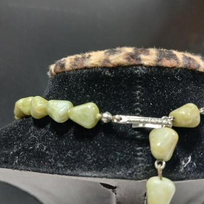 Vintage Necklace, Hand Knotted Scottish Style Faux Connemara Marble Glass Bead Adjustable length 1950's / 60's