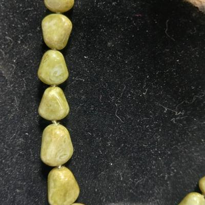 Vintage Necklace, Hand Knotted Scottish Style Faux Connemara Marble Glass Bead Adjustable length 1950's / 60's