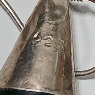 Beautiful Art Deco Teardrop Earrings .925 marked Sterling Silver Faux Emerald earrings