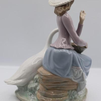 Lladro Girl with Goose Eating From Basket