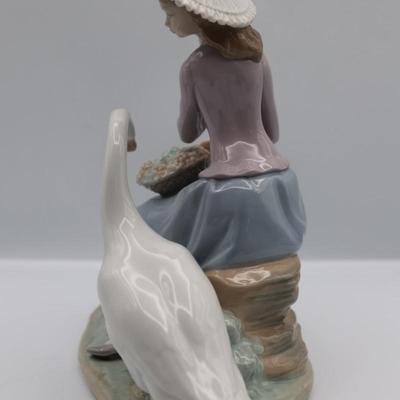 Lladro Girl with Goose Eating From Basket