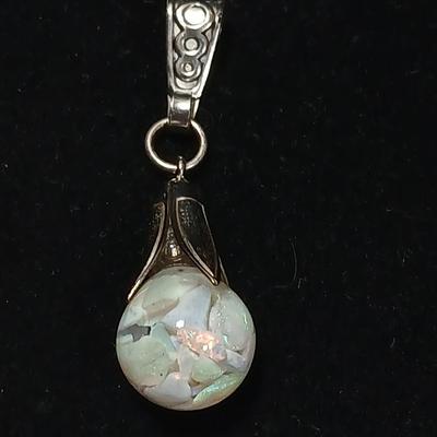 Antique Victorian Floating Opal Glass Bulb Pendant Necklace