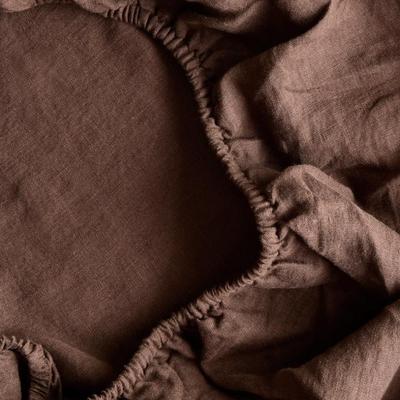 Quince Full European Linen Sheet Set in Espresso Brown (Fitted Sheet, Flat Sheet & 2 Pillowcases)