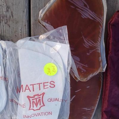 Equestrian tack - assortment of Mattes Padding / shims with Dover Saddlery Nylon storage bag