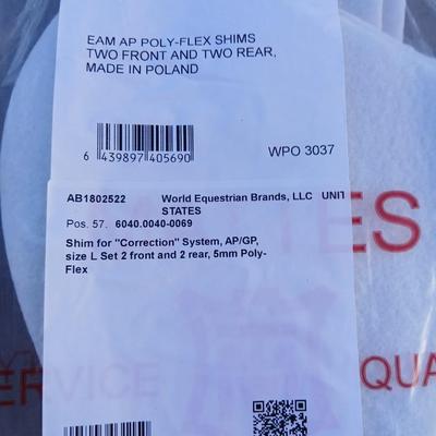 Equestrian tack - assortment of Mattes Padding / shims with Dover Saddlery Nylon storage bag