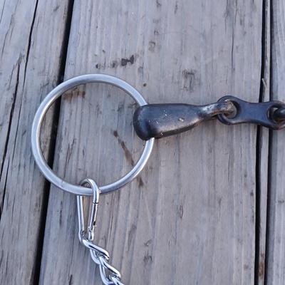 Equestrian Tack - French link O ring snaffle bit with easy latch chain