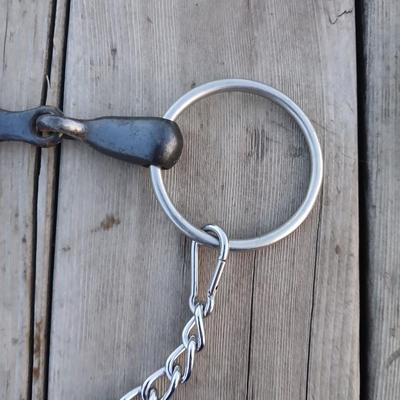 Equestrian Tack - French link O ring snaffle bit with easy latch chain