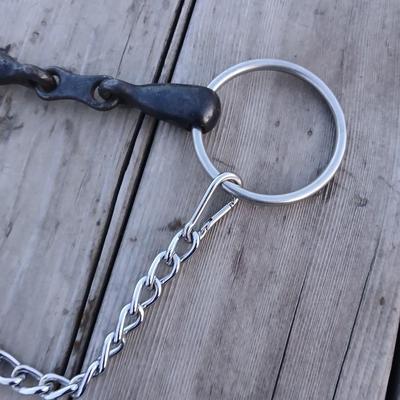 Equestrian Tack - French link O ring snaffle bit with easy latch chain