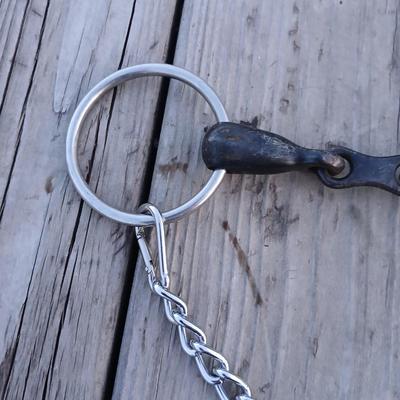 Equestrian Tack - French link O ring snaffle bit with easy latch chain