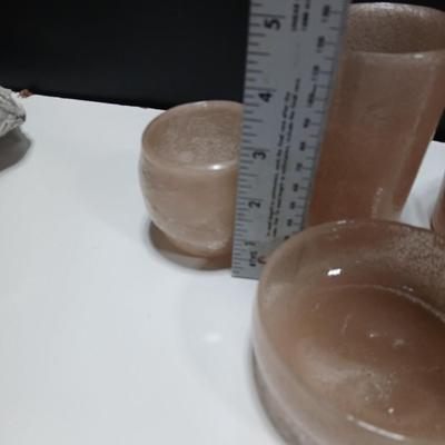 Vintage MCM Six Drinking glasses with Six snack/desert bowls and a candle holder