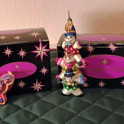 2 GLASS CHRISTOPHER RADKO CHRISTMAS ORNAMENTS (1)