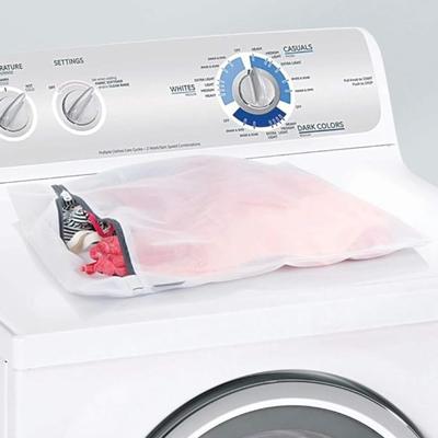 iDesign Mesh Laundry Bag with Built in Zipper for Delicates – Medium, 12" x 16", White