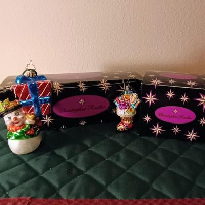 2 CHRISTOPHER RADKO GLASS ORNAMENTS